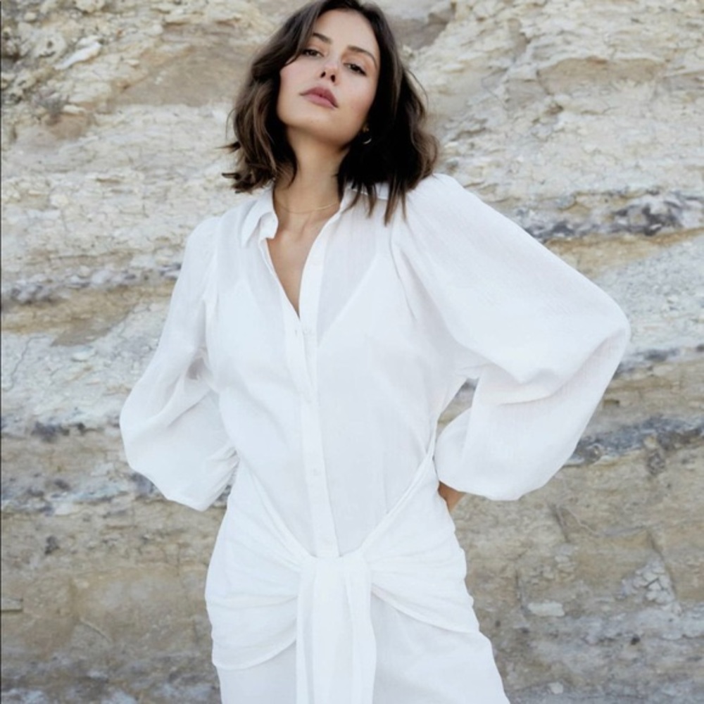 NWT The Fifth Label Plume LS White Midi Dress